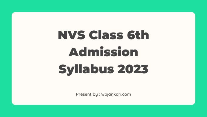 Nvs Class 6th Admission Syllabus 2023 Min