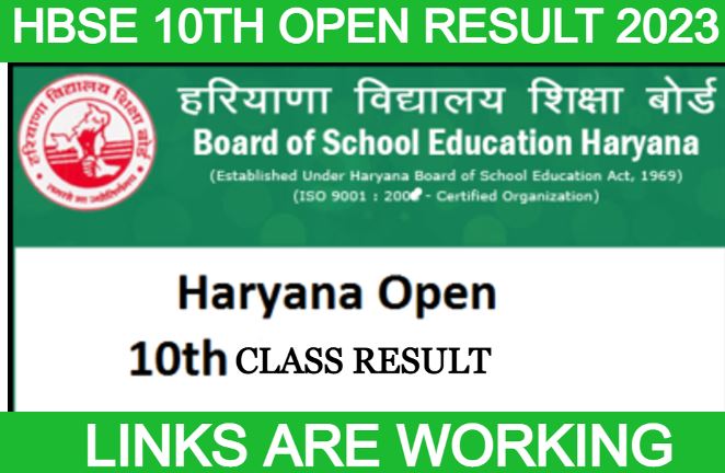 HBSE 10th Result 2023 for Open BY MEWATJOBS.COM